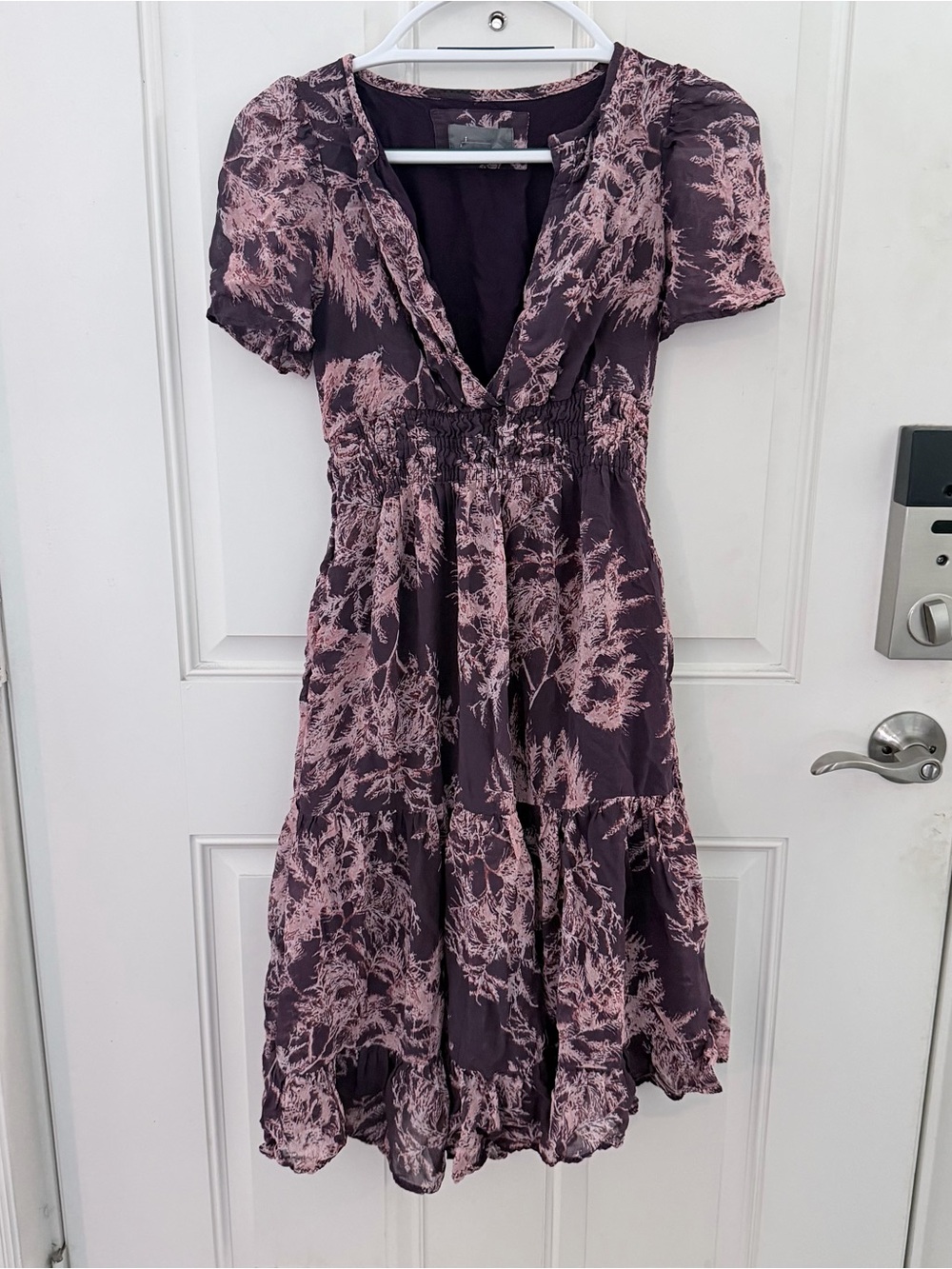 Anthropologie Somerset Chiffon Maxi Dress XXS | Plum Floral